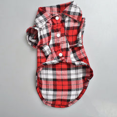 Plaids Grid Checker Shirt Lapel Dog Clothes