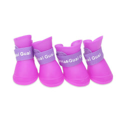 4Pcs Waterproof Rubber Pet Shoes