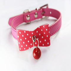 Knit Bowknot Adjustable Leather Dog Pet Collars