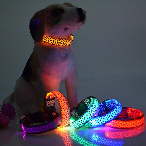 LED Pet Luminous leopard Dog Collar